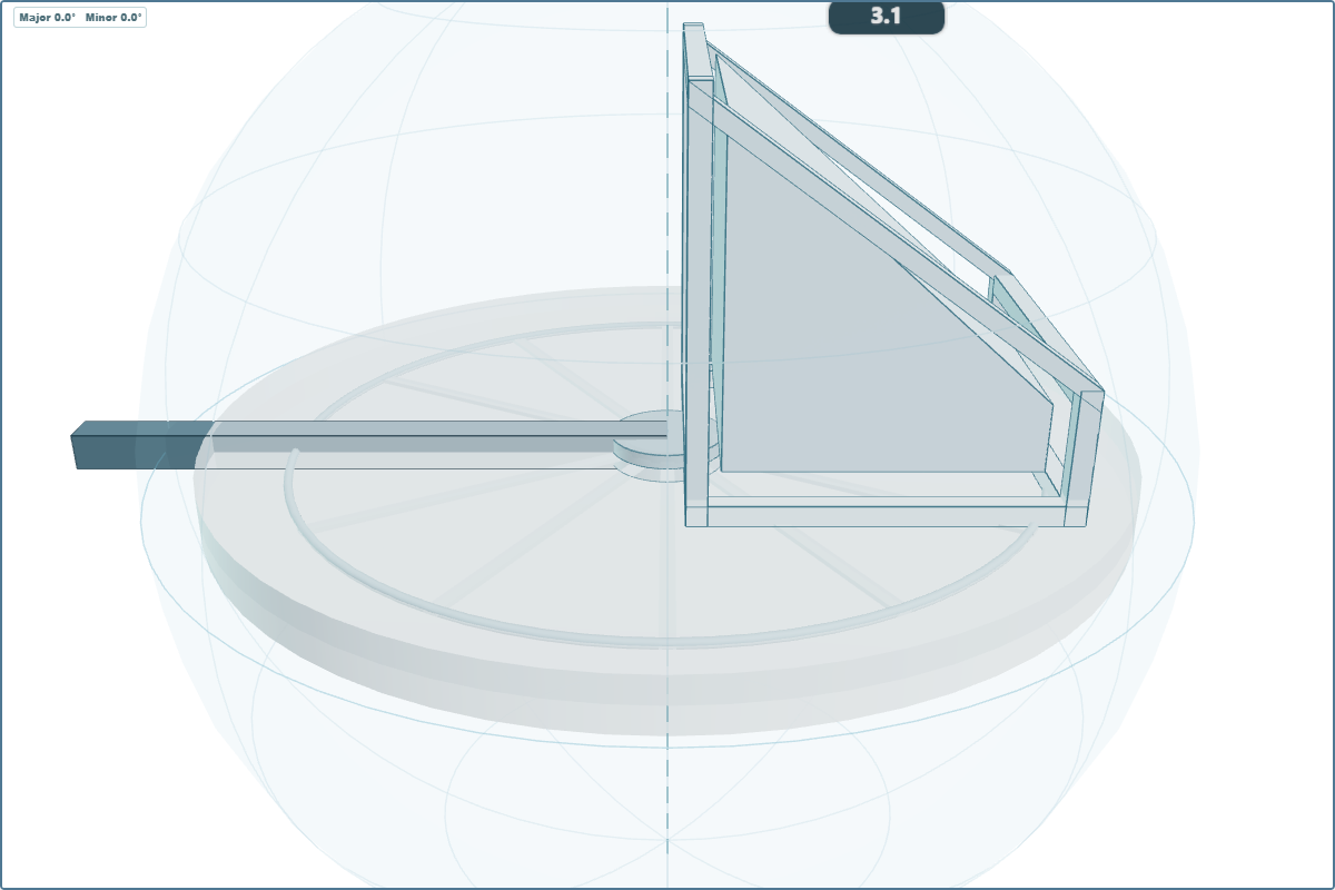 Slope-shaped mold positioned near the spider border and aligned with the spherical envelope
